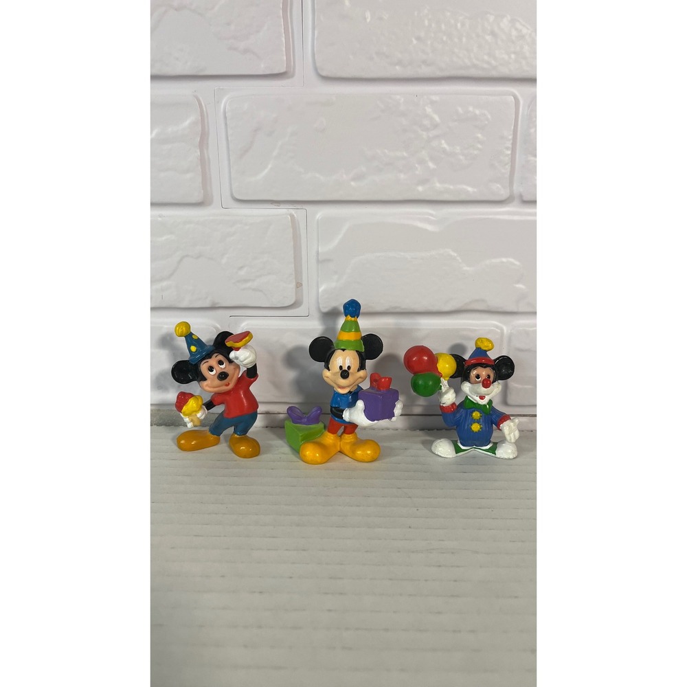 Disney Mickey Mouse Mini Figurines Unisex OS Multi Birthday Party Clown Set of 3